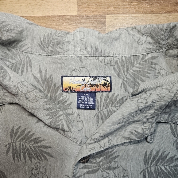 Havana Jacks Cafe Shirt green Floral silk Hawaiian short sleeve men's XXL - Picture 2 of 10